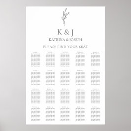 Minimalt antal sittplatser för elegant Monogram Br Poster