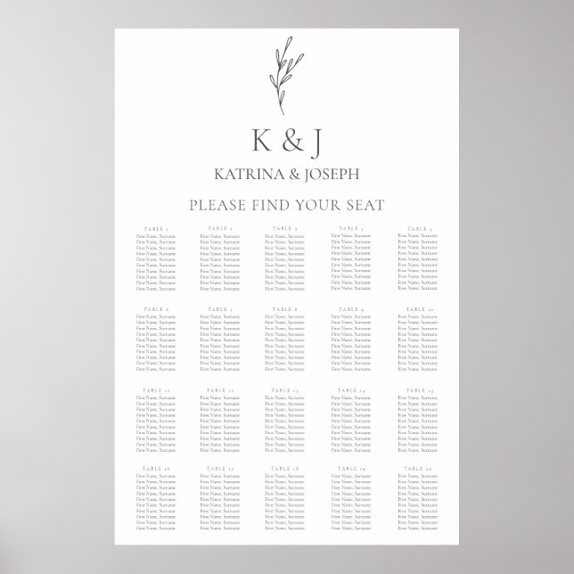 Minimalt antal sittplatser för elegant Monogram Br Poster (Framsidan)