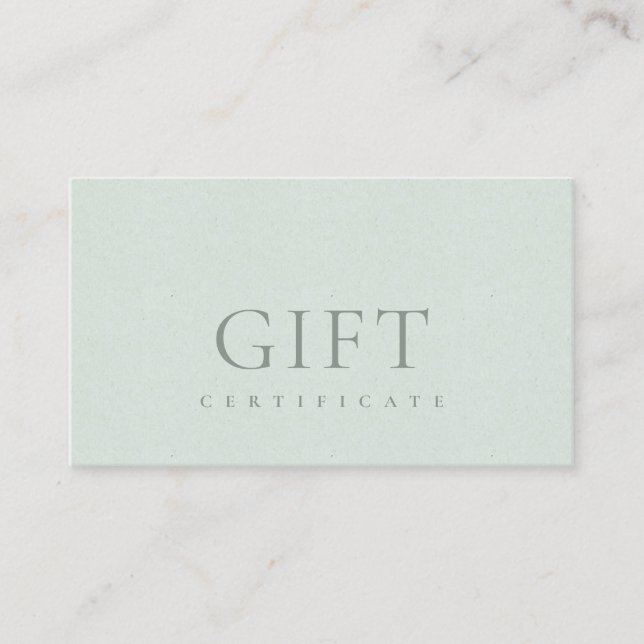 Minimalt Aqua Dusky Blue Script Gift-certifikat Visitkort (Framsida)