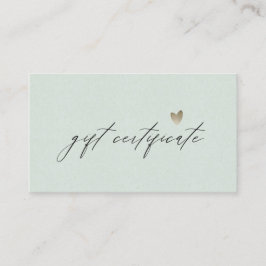 Minimalt Aqua Script Silver Heart Gift-certifikat Visitkort