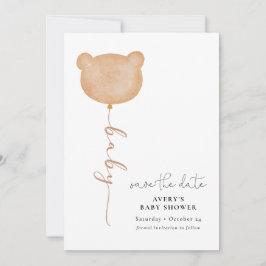 Minimalt Baby Bear Ballong Spara Datum Inbjudningar
