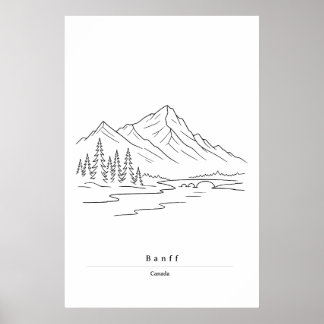 Minimalt Banff-linjärt konsttryck | Kanadensiska K Poster