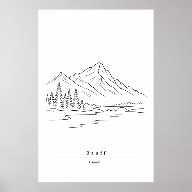 Minimalt Banff-linjärt konsttryck | Kanadensiska K Poster (Framsidan)
