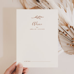 Minimalt blad   Boho krämbröllop rådgivande kort