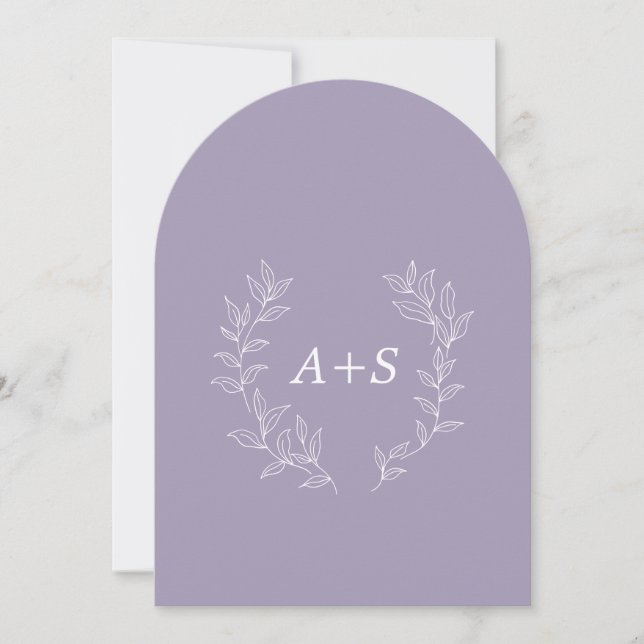 Minimalt blad | Böjd Monogram Bröllopsinbjudan Inbjudningar (Framsida)