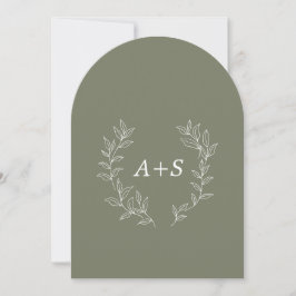 Minimalt blad | Böjd Monogram Bröllopsinbjudan Inbjudningar