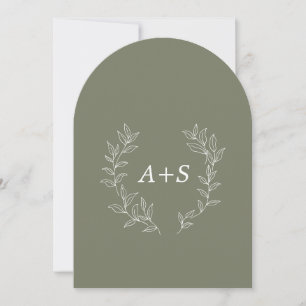 Minimalt blad Böjd Monogram Bröllopsinbjudan Inbjudningar