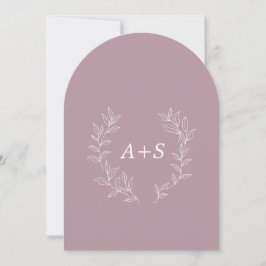 Minimalt blad | Böjd Monogram Bröllopsinbjudan Inbjudningar