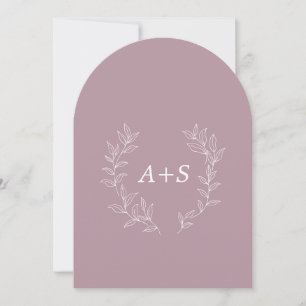 Minimalt blad Böjd Monogram Bröllopsinbjudan Inbjudningar