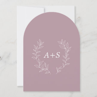 Minimalt blad | Böjd Monogram Bröllopsinbjudan Inbjudningar