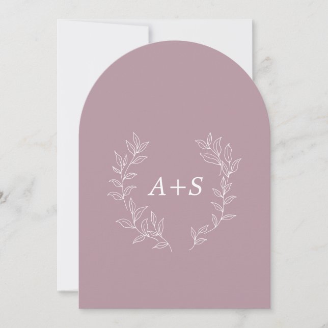 Minimalt blad | Böjd Monogram Bröllopsinbjudan Inbjudningar (Framsida)