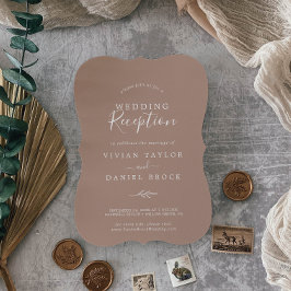 Minimalt blad | Neutralt bröllopsfirande Inbjudningar