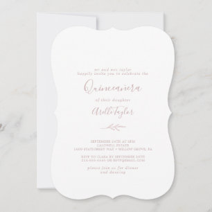 Minimalt blad Quinceañera i rosa nyans Inbjudningar