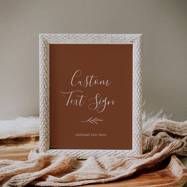 Minimalt blad | Terrakotta anpassad textsktylt Poster (Skapare uppladdad)