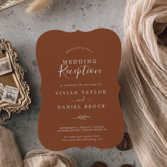 Minimalt blad | Terrakotta bröllopsmottagning Inbjudningar (Skapare uppladdad)