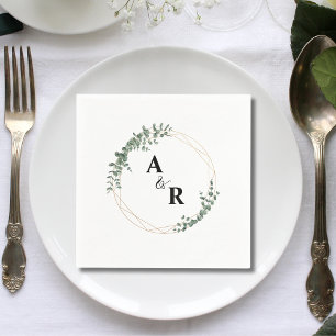 Minimalt bladmonogram Anpassad bröllopscocktail Pappersservett