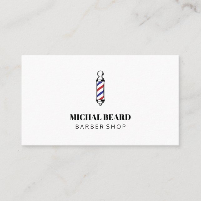 Minimalt blått Barber Shop Hair-skägg Visitkort (Framsida)