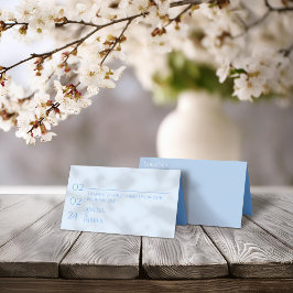 Minimalt blått Bröllop-platskort Placeringskort