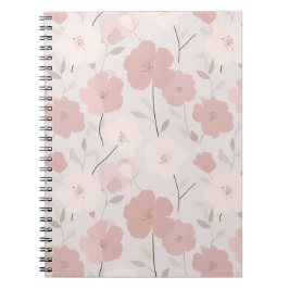 Minimalt blekt rosa blomma vit blommig mönster anteckningsbok