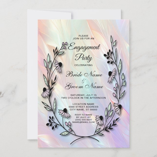 Minimalt blomsterförlovningskort inbjudningar (Framsida)