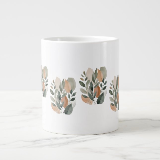 Minimalt botaniskt bladsmönster  jumbo mugg (Framsidan)