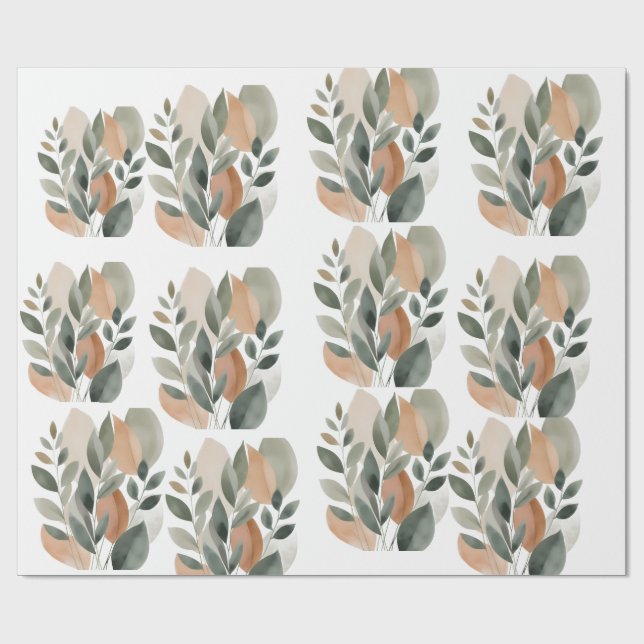 Minimalt botaniskt bladsmönster presentpapper (Platt)