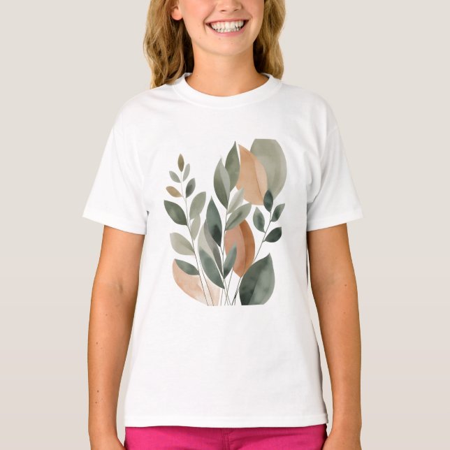 Minimalt botaniskt bladsmönster  t shirt (Framsida)