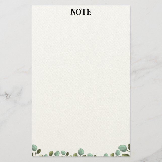 Minimalt Botaniskt Pappersbrevpapper Brevpapper (Framsida)