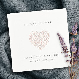 Minimalt dämpat rosaktigt blommig hjärtformad bröl pappersservett