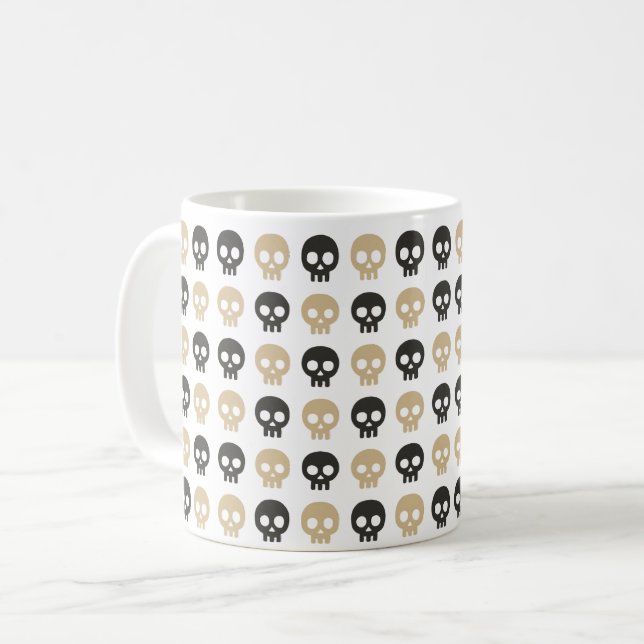 Minimalt dödskalle-mönster kaffemugg (Framsida vänster)