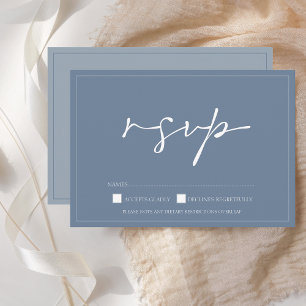 Minimalt Dusty Blue Script-Bröllop OSA-kort OSA Kort