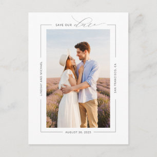 Minimalt Elegant Modernt Enkelt Spara Datum Foto Meddelande Vykort
