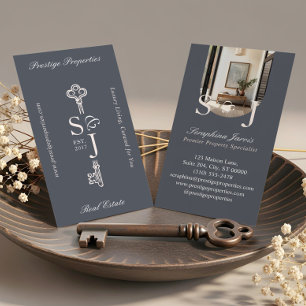 Minimalt Elegant Nyckelmonogram Stylish Båge Foto  Visitkort