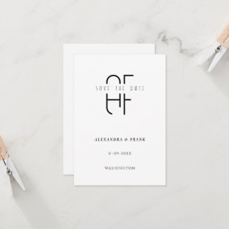 Minimalt enkelt monogram, modernt vitt sparar datu