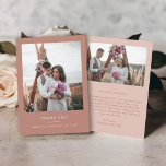 Minimalt enkelt tack för bröllop 2 bilder<br><div class="desc">Jag vill framföra ett hjärtligt tack till era gäster med dessa minimalistkort och tackkort från elegant bröllop. Med rena skrivningar i vit sans serif typsnitt,  mot en gammal sovande bakgrund i ro och anpassade med två av dina omhuldade fotografier,  tillför dessa kort en aning tidlös elegans till ditt bröllop-kontor.</div>