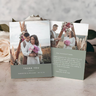 Minimalt enkelt tack för bröllop 2 bilder kort