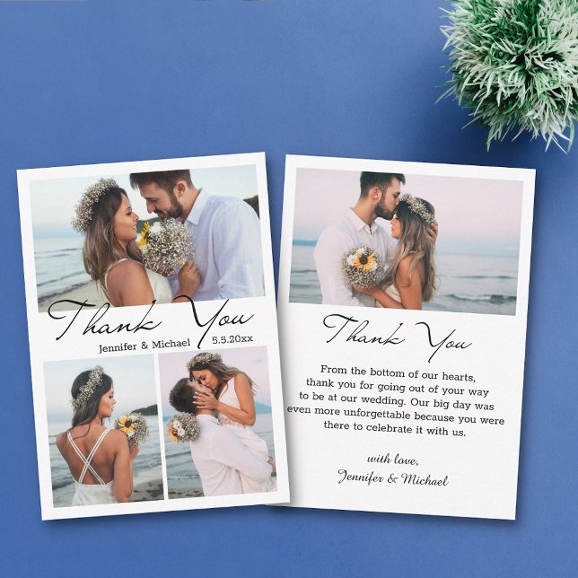 minimalt enkelt tack för fyra foton som kollage br anteckningskort (Skapare uppladdad)