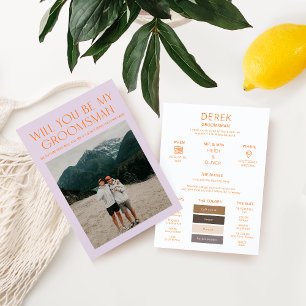 Minimalt färgpalett Foto Info-kort för bestman Inbjudningar