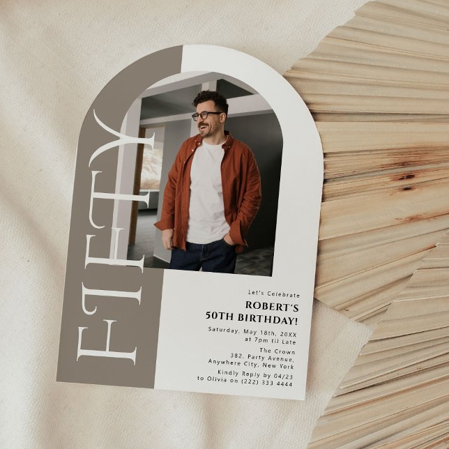 Minimalt FEMTIO-fotfoto 50:e födelsedagen Inbjudningar (Skapare uppladdad)