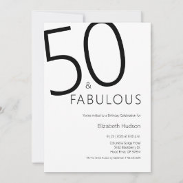 Minimalt Fifty and Fabulous 50-årsfest Inbjudningar