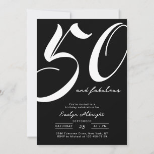 Minimalt Fifty and Fabulous 50-årsfest Inbjudningar