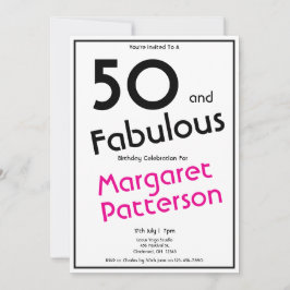 Minimalt Fifty and Fabulous 50-årsfest Inbjudningar
