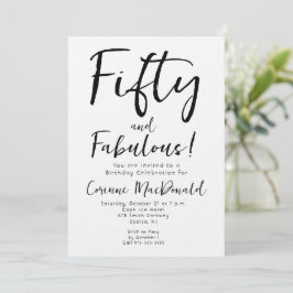 Minimalt Fifty och fantastisk 50-årsdag Inbjudningar