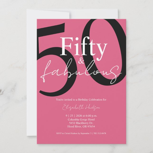 Minimalt Fifty och fantastisk 50-årsfest Inbjudningar (Framsida)