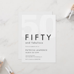 Minimalt Fifty och fantastisk 50-årsfest Inbjudningar
