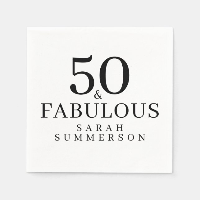 Minimalt Fifty och fantastisk 50-årsfest Pappersservett (Framsidan)