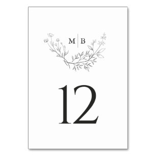 Minimalt formellt Monogram Bröllop-Bordsnummer Bordsnummer
