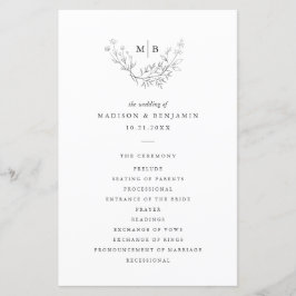 Minimalt formellt monogram-Bröllopsprogram