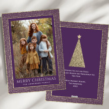 Minimalt foto av plum Guld-glittererat Julgran