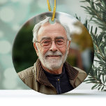 Minimalt foto endast framifrån - text bakåt julgransprydnad keramik<br><div class="desc">Ett enda foto på framsidan utan någon grafik. Lägg till anpassningsbar på baksidan. Utsmyckningen kan användas för flera tillfälle eller till och med för ett minnesmärke.</div>
